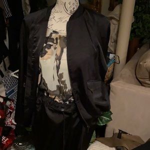 Marla satin bomber, pants & blouse set 3 piece set j